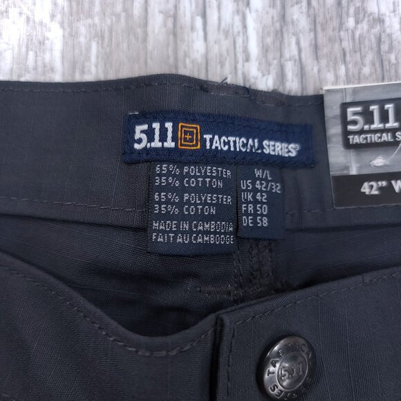 5.11 Tactical Mens 42x32 Gray Taclite Ripstop Jean Cut Mid Rise Straight Leg - Picture 7 of 9